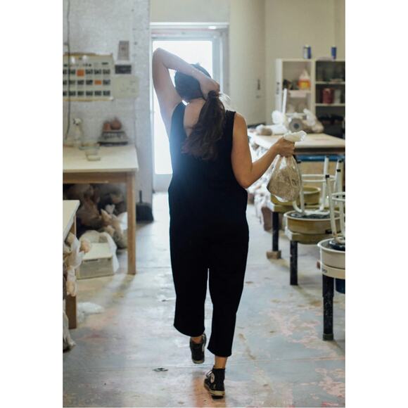 MERNA MAITA CHUNKY JUMPSUIT IN BLACK HANDMADE OVERALL WOMEN SIZE SMALL - Picture 3 of 16